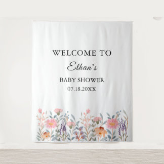 Einfache Wasserfarbe Florale Garten-Baby-Party Wandteppich