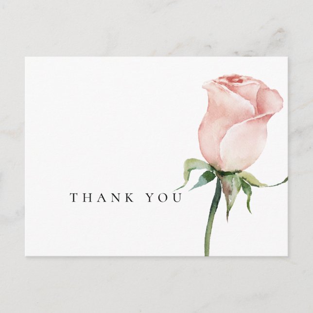 Einfache Wasserfarbe Rosen Begräbnis Vielen Dank Postkarte (Vorderseite)