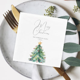 Einfache Wasserfarbe Weihnachtsbaum Frohe Weihnach Serviette