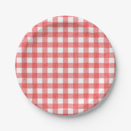 Einfache Wassermelone Gingham Pappteller