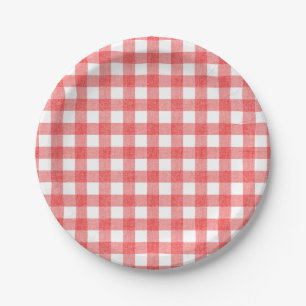 Einfache Wassermelone Gingham Pappteller