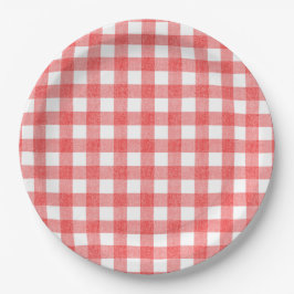 Einfache Wassermelone Gingham Pappteller
