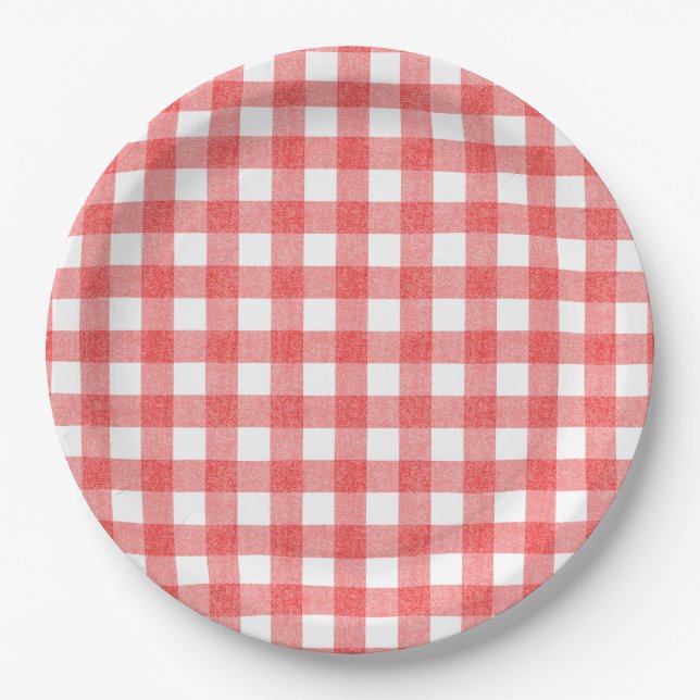 Einfache Wassermelone Gingham Pappteller (Vorderseite)