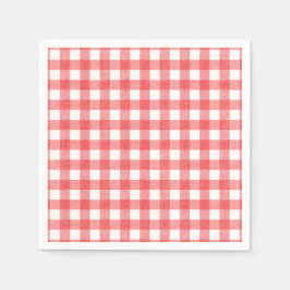 Einfache Wassermelonen-Gingham-Papierservietten Serviette