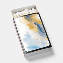 Einfache Watercolor-Matchbox mit goldenen Brautpar