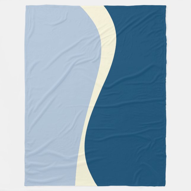 Einfache Waves 2 in Dunkelblau, Hellblau und Creme Fleecedecke (Vorderseite)