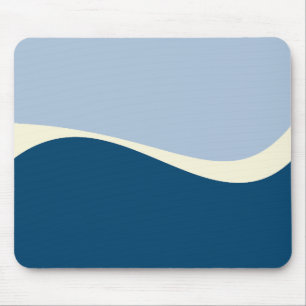 Einfache Waves 2 in Dunkelblau, Hellblau und Creme Mousepad