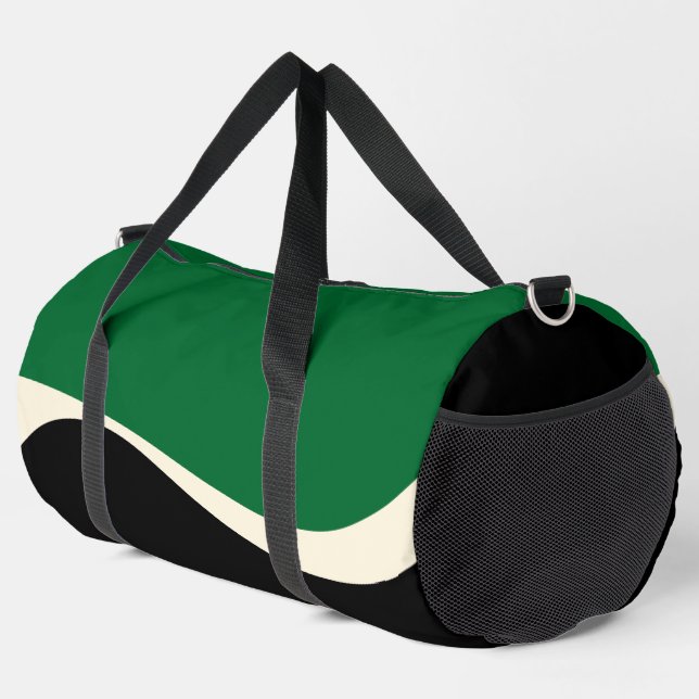 Einfache Waves 2 in Grün, Creme und Schwarz Duffle Bag (Rechte Ecke)