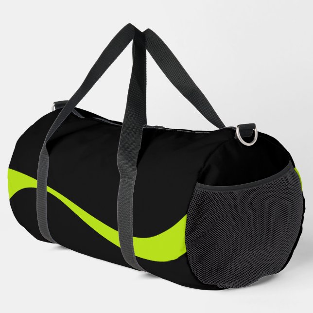 Einfache Waves 2 in Kalkgrün und Schwarz Duffle Bag (Rechte Ecke)