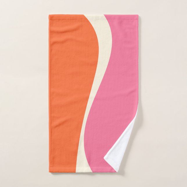Einfache Waves 2 in Rosa, Orange und Creme Badhandtuch Set (Handtuch)