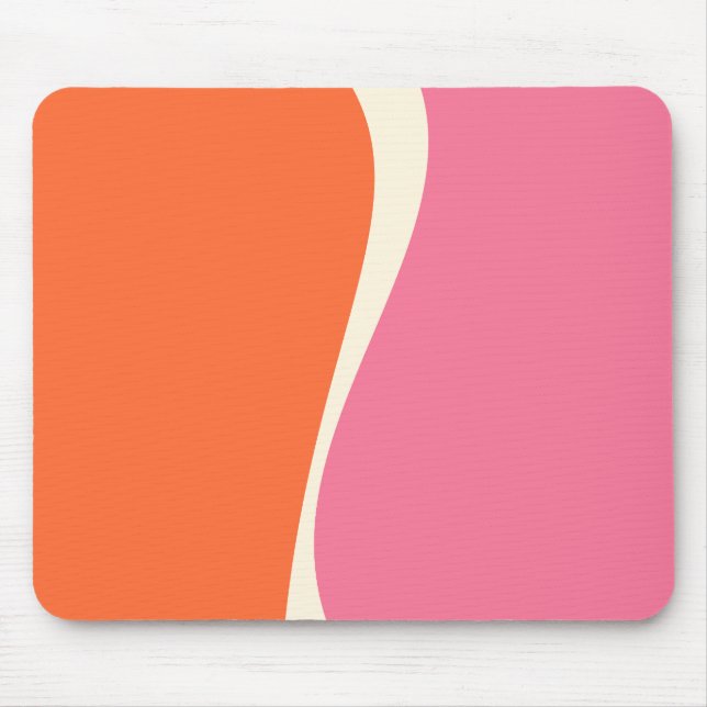 Einfache Waves 2 in Rosa, Orange und Creme Mousepad (Vorne)