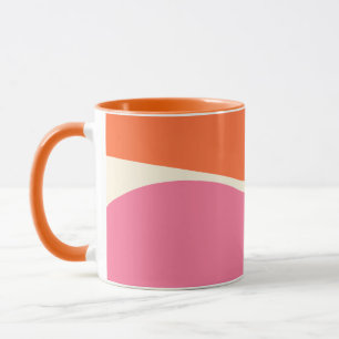 Einfache Waves 2 in Rosa, Orange und Creme Tasse