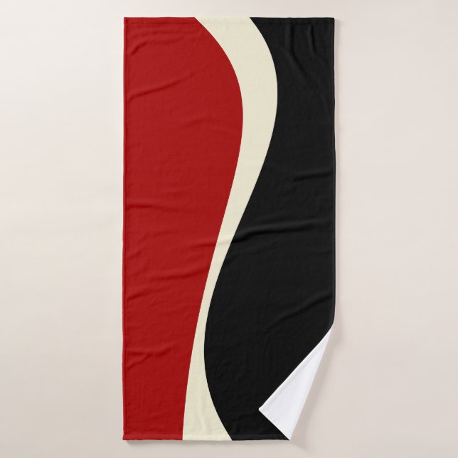 Einfache Waves 2 in Rot und Creme Badhandtuch Set (Badehandtuch)