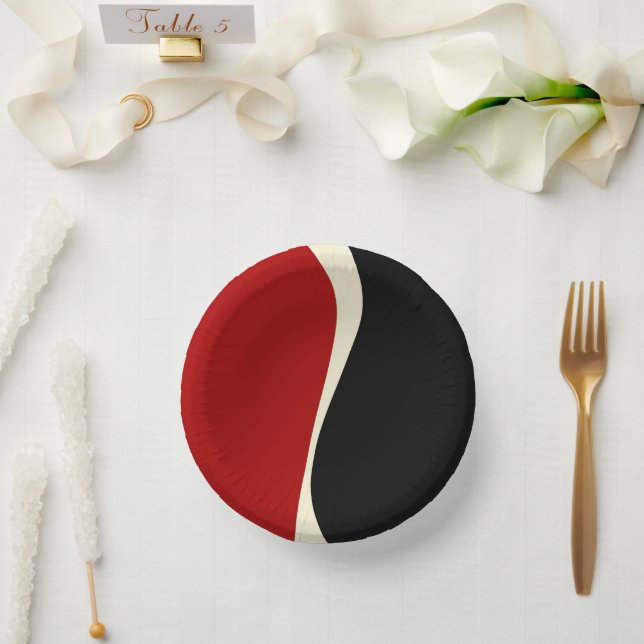 Einfache Waves 2 in Rot und Creme Pappteller (Hochzeit)