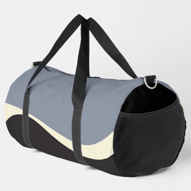 Einfache Waves 2 in Schwarz, Grau und Creme Duffle Bag (Rechte Ecke)