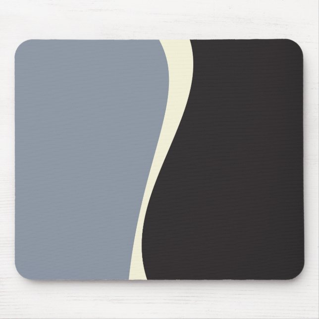 Einfache Waves 2 in Schwarz, Grau und Creme Mousepad (Vorne)
