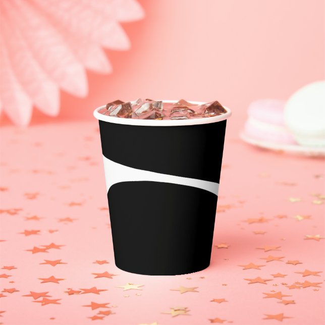 Einfache Waves 2 - Schwarz und Weiß Pappbecher (Insitu)