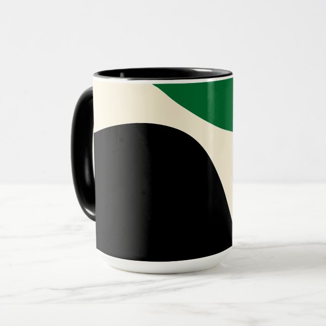 Einfache Waves 4 in Grün, Creme und Schwarz Tasse (Vorderseite Links)