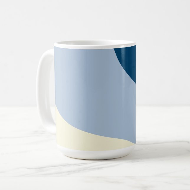 Einfache Waves - dunkelblau, hellblau und creme Kaffeetasse (Vorderseite Links)