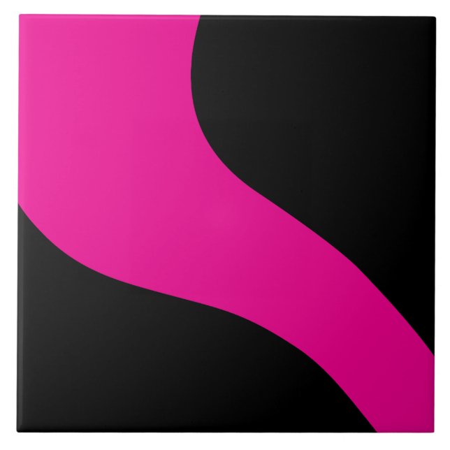 Einfache Waves in Magenta und Schwarz Fliese (Vorderseite)