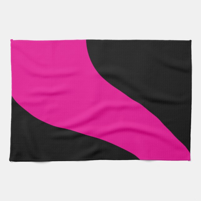 Einfache Waves in Magenta und Schwarz Geschirrtuch (Horizontal)