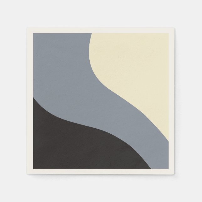 Einfache Waves - Schwarz, Grau und Creme Serviette (Vorderseite)