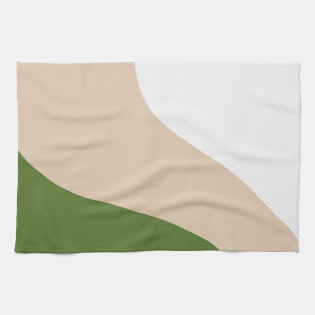 Einfache Waves - Weiß, Sand und Palmgrün Geschirrtuch (Horizontal)