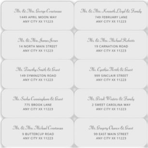 Einfache Wedding Guest Address Labels