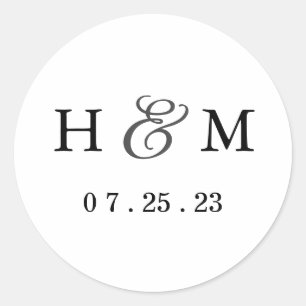 Einfache Wedding Monogram Aufkleber - weiß