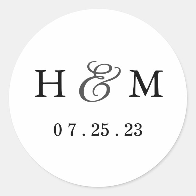 Einfache Wedding Monogram Aufkleber - weiß (Vorderseite)
