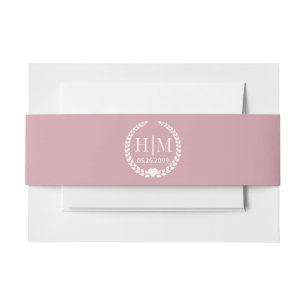 Einfache weiche Antique-Rose-Monogramm-Einladung Einladungsbanderole