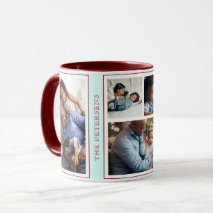 Einfache Weihnachten 5-Foto-Kollage mint burgunder Tasse