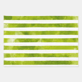 Einfache Weihnachten Grüne Streifen Wasserfarbe Mo Geschenkpapier Set