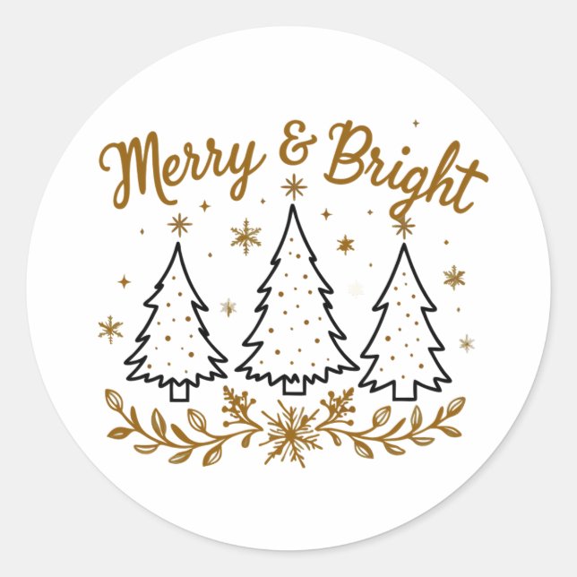 Einfache Weihnachten und Schneeflocken - Merry & B Runder Aufkleber (Vorderseite)