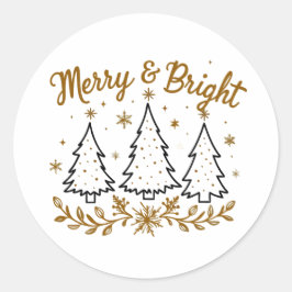 Einfache Weihnachten und Schneeflocken - Merry & B Runder Aufkleber