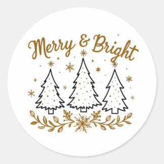 Einfache Weihnachten und Schneeflocken - Merry & B Runder Aufkleber