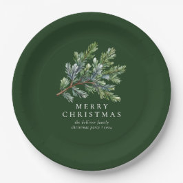 Einfache Weihnachten Wasserfarben-Pine Pappteller