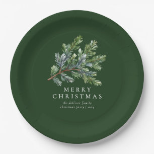 Einfache Weihnachten Wasserfarben-Pine Pappteller