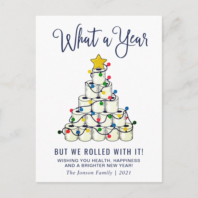 Einfache Weihnachts-Begrüßung im Jahr Postkarte (Vorderseite)