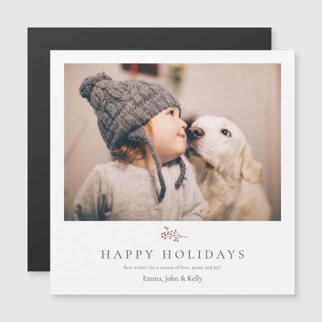 Einfache Weihnachts-Foto Magnet-Karte Magnetkarte (Vorne/Hinten)