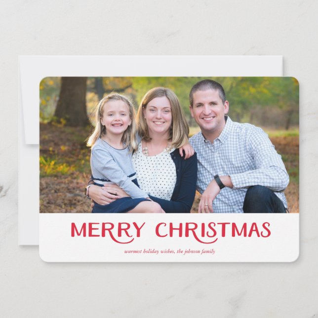 Einfache Weihnachts-Fotokarte Feiertagskarte (Vorderseite)