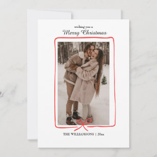 Einfache Weihnachts-Fotokarte mit handgezeichnetem Save The Date