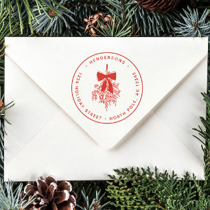 Einfache Weihnachts-Mistletoe-Rücksendeadresse Gummistempel