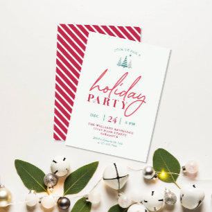 Einfache Weihnachts-Party Einladung Rot