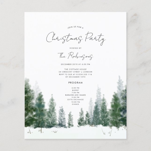 Einfache Weihnachts-Party-Einladungs-Menü Flyer (Vorne)