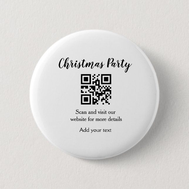 Einfache Weihnachts-Party-Website Strichcode QR Na Button (Vorderseite)
