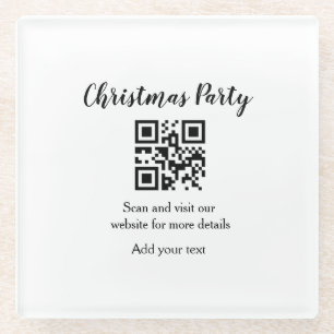 Einfache Weihnachts-Party-Website Strichcode QR Na Glasuntersetzer
