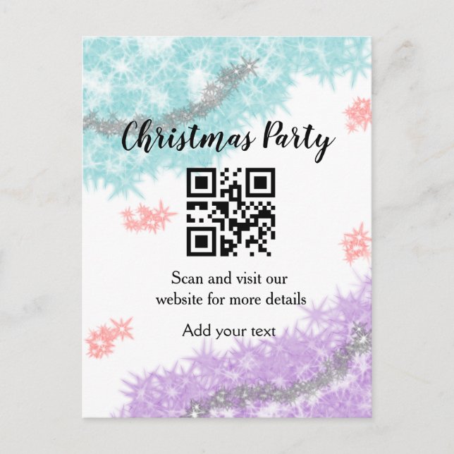 Einfache Weihnachts-Party-Website Strichcode QR Na Postkarte (Vorderseite)