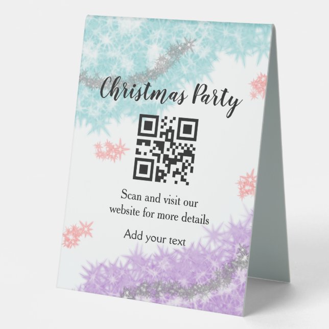 Einfache Weihnachts-Party-Website Strichcode QR Na Tischaufsteller (Vorderseite)