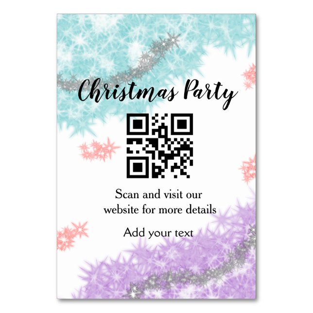 Einfache Weihnachts-Party-Website Strichcode QR Na Tischnummer (Vorderseite)